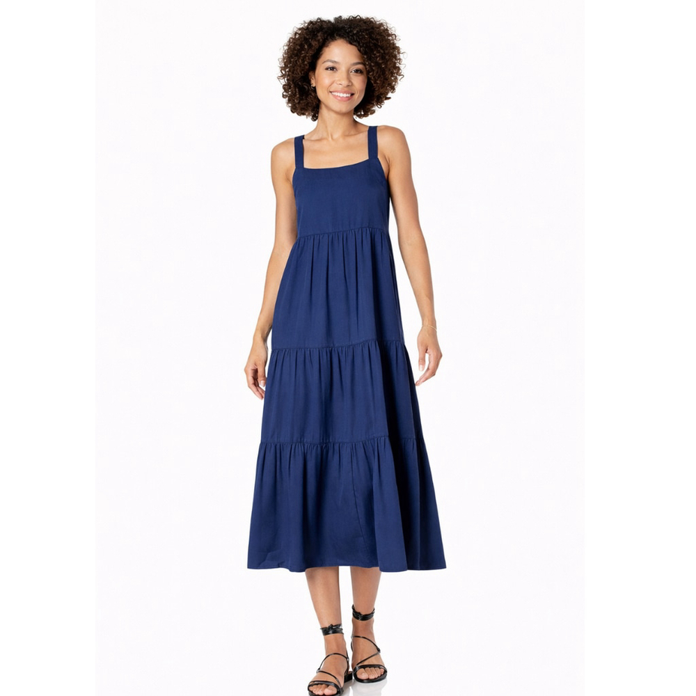 Women's “Britt” Tiered Sleeveless Midi Dress–The Drop–Navy Blue – Size S – NWT